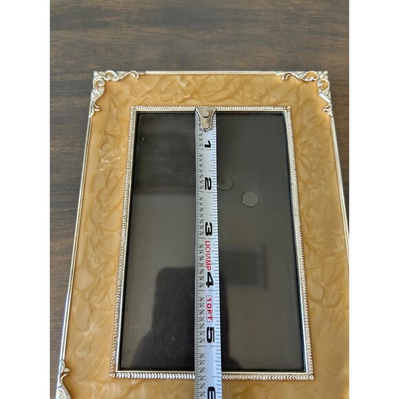 Green Tree Gallery Yellow Enameled and Silver Tone Metal Frame Art Deco - Picture 6 of 7